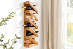 Massives Weinregal MAKASSAR 80cm recyceltes Teakholz für 5 Flaschen Wandregal