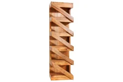 Massives Weinregal MAKASSAR 80cm recyceltes Teakholz für 5 Flaschen Wandregal
