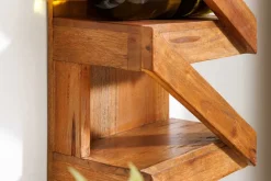 Massives Weinregal MAKASSAR 80cm recyceltes Teakholz für 5 Flaschen Wandregal