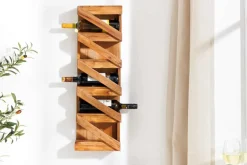 Massives Weinregal MAKASSAR 80cm recyceltes Teakholz für 5 Flaschen Wandregal