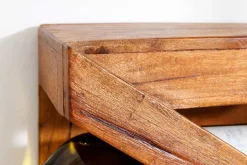 Massives Weinregal MAKASSAR 80cm recyceltes Teakholz für 5 Flaschen Wandregal
