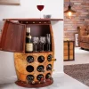 Massives Weinregal SEVEN SEAS 80cm natur Pinienholz Weltkarte Weinfass Barschrank
