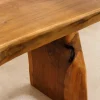 Massivholz Bank ROOT 100cm braun natur Teak Baumstamm