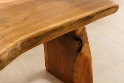 Massivholz Bank ROOT 100cm braun natur Teak Baumstamm