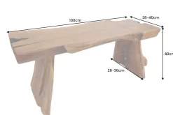 Massivholz Bank ROOT 100cm braun natur Teak Baumstamm