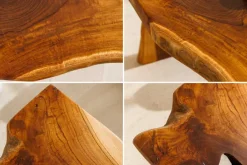 Massivholz Bank ROOT 100cm braun natur Teak Baumstamm