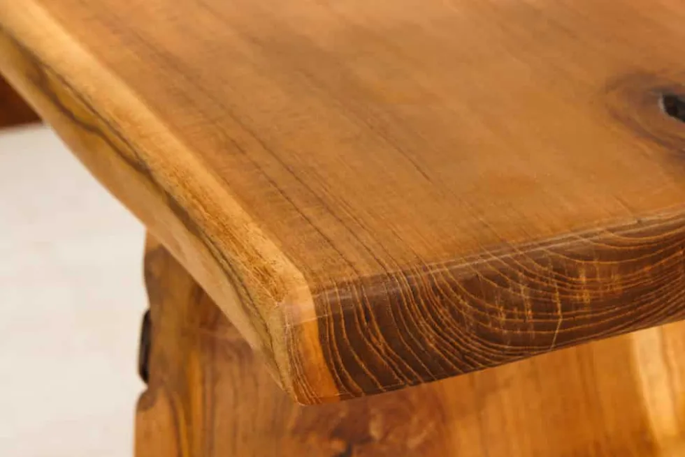 Massivholz Bank ROOT 100cm braun natur Teak Baumstamm