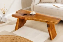 Massivholz Bank ROOT 100cm braun natur Teak Baumstamm