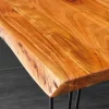 Massivholz Bartisch MAMMUT 140cm natur Akazie Baumkante Metall schwarz Hairpin Legs