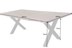 Massivholz Baumkanten Esstisch AMAZONAS 200cm braun Sheesham schwarzes Metallgestell