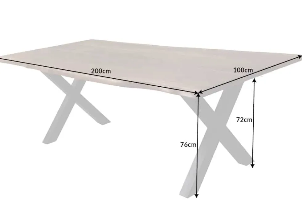 Massivholz Baumkanten Esstisch AMAZONAS 200cm braun Sheesham schwarzes Metallgestell