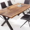 Massivholz Baumkanten Esstisch AMAZONAS 180cm braun Sheesham schwarze Metallbeine