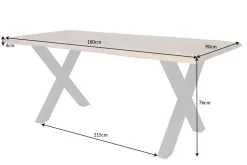Massivholz Baumkanten Esstisch AMAZONAS 180cm braun Sheesham schwarze Metallbeine