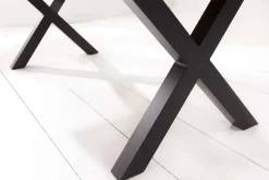 Massivholz Baumkanten Esstisch AMAZONAS 180cm braun Sheesham schwarze Metallbeine