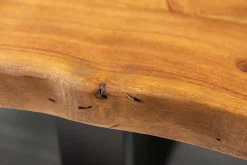 Massivholz Baumstamm Couchtisch MAMMUT 110cm Akazie schwarzes Metallgestell 3,5cm Tischplatte