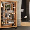 Massivholz Bücherregal CUBUS 190cm Akazie honey finish Metallfüße schwarz Standregal