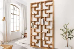 Massivholz Bücherregal JAVA 200cm natur Teakholz Standregal Raumtrenner recycelt