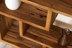 Massivholz Bücherregal JAVA 200cm natur Teakholz Standregal Raumtrenner recycelt