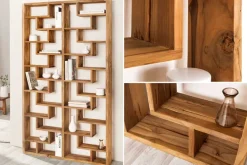 Massivholz Bücherregal JAVA 200cm natur Teakholz Standregal Raumtrenner recycelt
