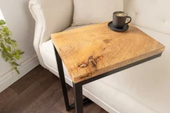 Massivholz Beistelltisch GASTON 65cm natur Mangoholz Metall schwarz handmade