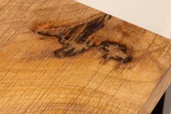 Massivholz Beistelltisch GASTON 65cm natur Mangoholz Metall schwarz handmade