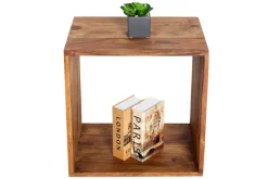 Massivholz Beistelltisch MAKASSAR 45cm braun Sheesham stone finish Regal handmade