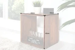 Massivholz Beistelltisch MAKASSAR 45cm braun Sheesham stone finish Regal handmade