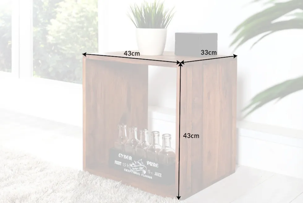 Massivholz Beistelltisch MAKASSAR 45cm braun Sheesham stone finish Regal handmade