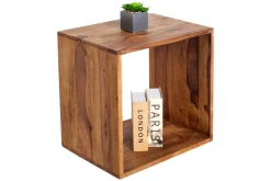Massivholz Beistelltisch MAKASSAR 45cm braun Sheesham stone finish Regal handmade
