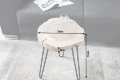 Massivholz Beistelltisch GOA 40cm natur Akazie Baumstamm Metall schwarz Hairpin Legs