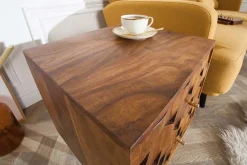 Massivholz Beistelltisch MYSTIC LIVING 60cm braun Sheesham stone finish Nachttisch