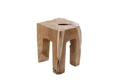Massivholz Beistelltisch MOLAR 30cm Hocker Teak Block aus einem Stück gefertigt
