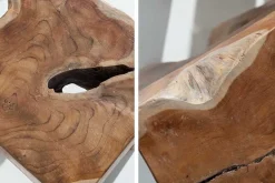 Massivholz Beistelltisch MOLAR 30cm Hocker Teak Block aus einem Stück gefertigt