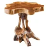 Massivholz Beistelltisch ROOT 40cm natur Teak aus Wurzelholz im Stelzen-Design