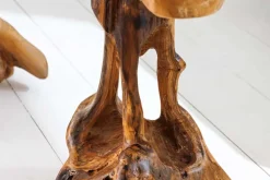 Massivholz Beistelltisch ROOT 40cm natur Teak aus Wurzelholz im Stelzen-Design
