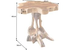 Massivholz Beistelltisch ROOT 40cm natur Teak aus Wurzelholz im Stelzen-Design