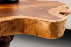 Massivholz Beistelltisch ROOT 40cm natur Teak aus Wurzelholz im Stelzen-Design