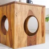 Massivholz Beistelltisch CUBUS 40cm Sheesham stone finish Hocker