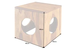 Massivholz Beistelltisch CUBUS 40cm Sheesham stone finish Hocker