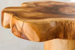 Massivholz Beistelltisch ROOT 70cm natur Teak aus Wurzelholz im Stelzen-Design