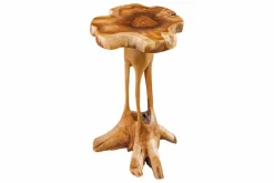 Massivholz Beistelltisch ROOT 70cm natur Teak aus Wurzelholz im Stelzen-Design