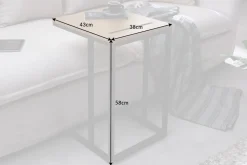 Massivholz Beistelltisch SCANDINAVIA 45cm natur Wildeiche Metall schwarz Laptoptisch