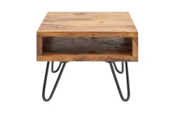 Massivholz Beistelltisch SCORPION 45cm braun Sheesham stone finish Hairpin Legs Stauraum