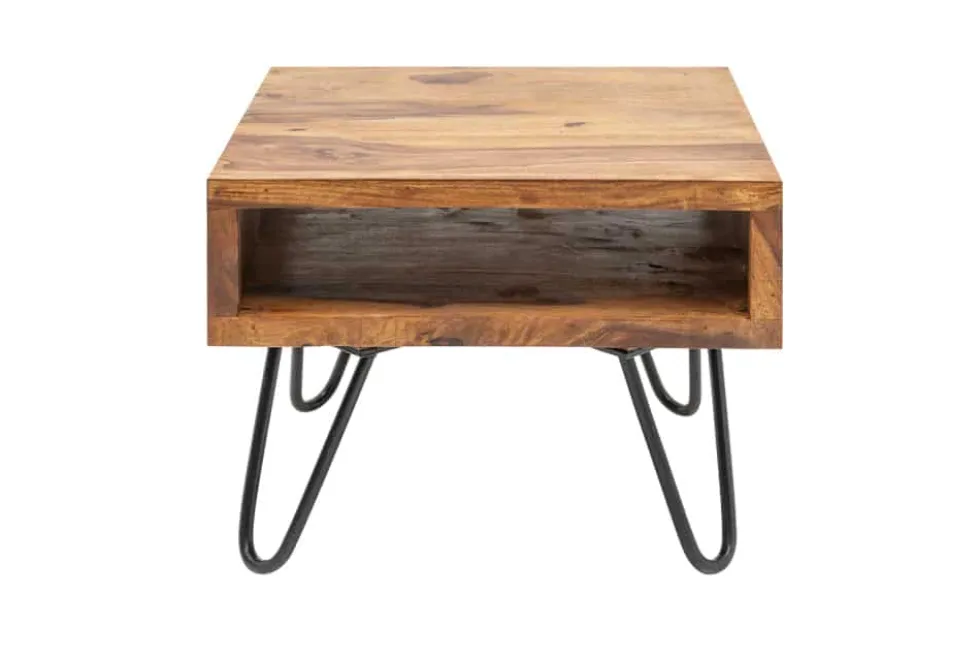 Massivholz Beistelltisch SCORPION 45cm braun Sheesham stone finish Hairpin Legs Stauraum