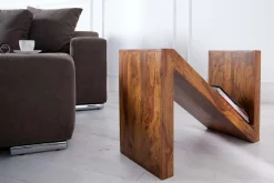 Massivholz Beistelltisch Z 45cm braun Sheesham stone finish einzigartige Maserung