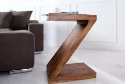 Massivholz Beistelltisch Z 45cm braun Sheesham stone finish einzigartige Maserung