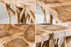 Massivholz Beistelltisch DRIFTWOOD 60cm natur Teak viereckig im Stelzen-Design