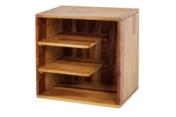 Massivholz Beistelltisch CUBUS 45cm braun Sheesham stone finish Regal Nachttisch