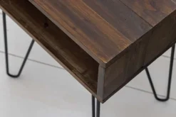 Massivholz Beistelltisch SCORPION 55cm Akazie Nachttisch mit Ablage Hairpin Legs Metall