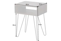 Massivholz Beistelltisch SCORPION 55cm Akazie Nachttisch mit Ablage Hairpin Legs Metall